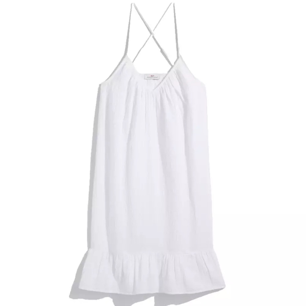 Vineyard Vines Womens White Midi Cotton Gauze Cover Up Poolside Dress Size XXS